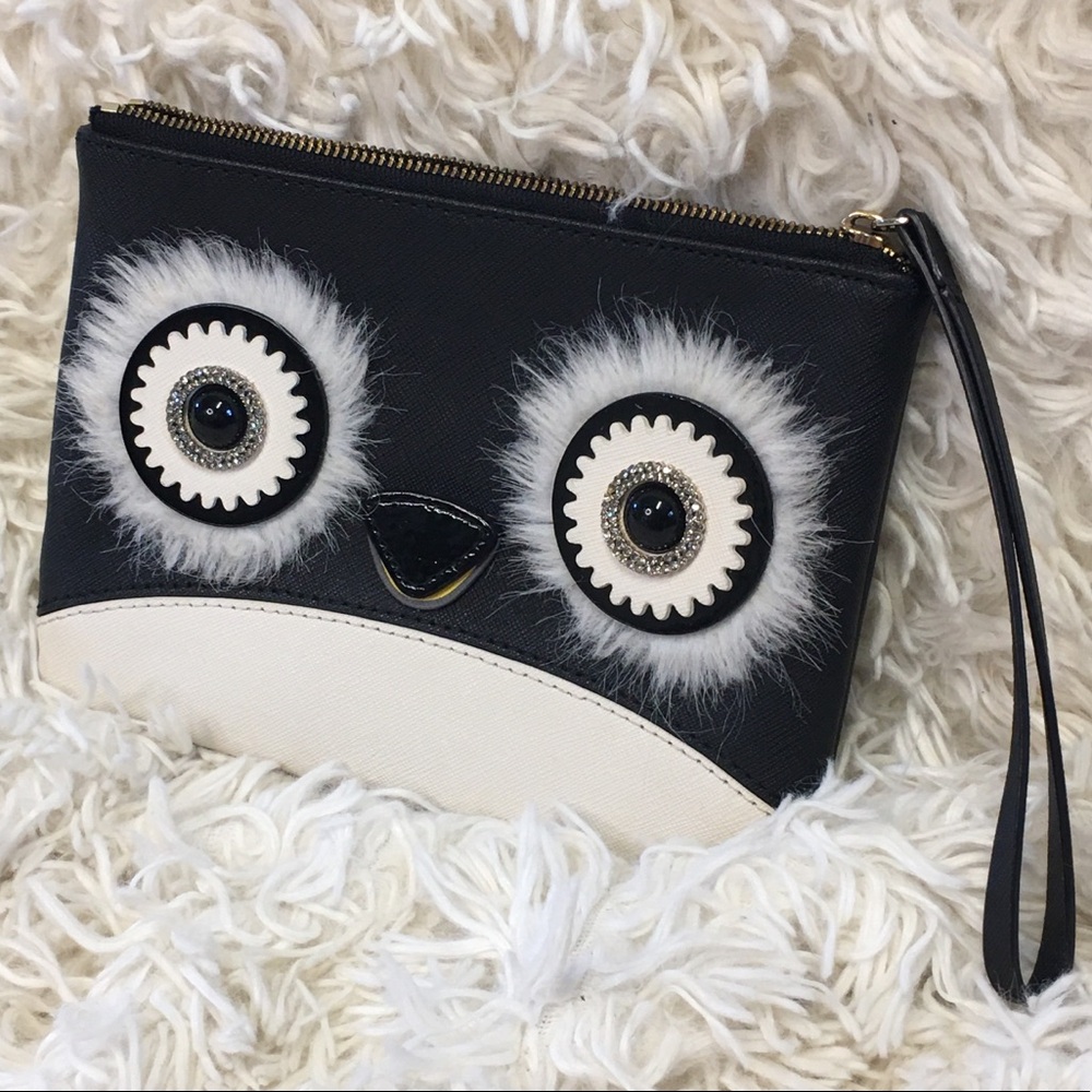 Kate Spade Dashing Beauty Penguin Willa Wristlet Clutch Preown Leather pre owned